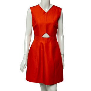 Kate Spade Saturday Women's Orange Heavy Linen with Cut-out Short Dress - Size 2